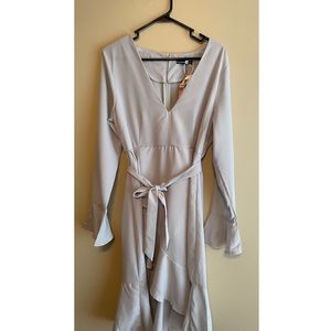 Faux wrap dress, pale blue, Boohoo size 14